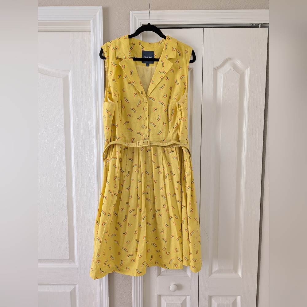 Modcloth Sunny Yellow Rainbow Midi Dress